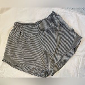 Lululemon Hotty Hot Shorts, Grey and White Stripes, 6 Tall
